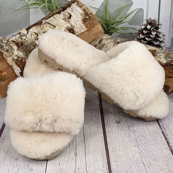 NWOT Muralister Soft Plush Furry Open Toe Indoor-Outdoor Non-Slip Slippers - XL - Picture 1 of 9